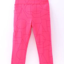 Doreme Single Jersey Knit Full Length Leggings with Abstract Print - Pink-image-57