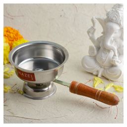 Hazel Dhoop Dani with Handle | Stainless Steel Dhup Dani for Puja | Camphor Diffuser Burner Kapur Dani for Pooja | Incense Loban Dhoop Burner (11 X 6.5 cm)-4