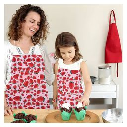 AAZEEM 2 Pack Matching Aprons with Pockets for Kids and Adults Perfect for Mommy and Me Cooking Baking Painting Gardening-19