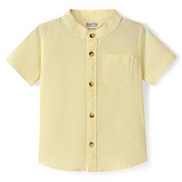 Bonfino 100% Cotton Woven Half Sleeves Mandarin Collar Solid Shirt - Yellow-image-80
