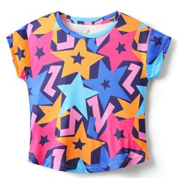Pine Active Half Sleeves Abstract Printed T-Shirt - Pink & Orange-image-58