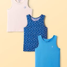 Pine Kids Cotton Lycra Knit SleevelessVests With Aeroplane Print Pack of 3 (Color May Vary)-26