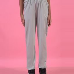 CRIMSOUNE CLUB Cotton Woven Let The Good Times Roll Text Printed Track Pants - Grey-image-4