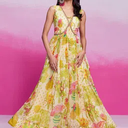 Fusionic Floral Printed Anarkali Maxi Ethnic Dress-image-20