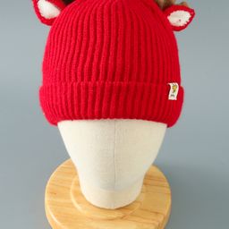 Babyhug Woollen Cap With Reindeer Design - Red image 3
