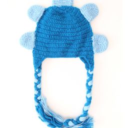 Woonie Dinosaur Designed Handmade Beanie Cap - Blue image 3