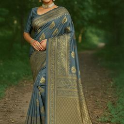 Moda Rapido Grey Silk Cotton Woven Design Sarees-picture-22