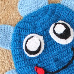 Woonie Dinosaur Designed Handmade Beanie Cap - Blue image 4