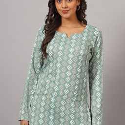 DHAKRE FASHION Women Geometric Printed Sequinned Pathani Kurta-image-95