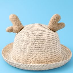 Babyhug Straw Hat with Panda Patch -Cream image 5