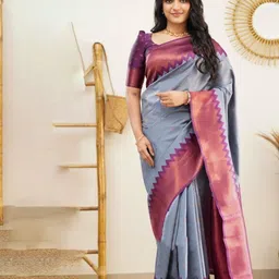 SANJANA SILK Woven Design Zari Kanjeevaram Saree-picture-23