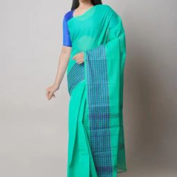 Unnati Silks Green Cotton Woven Saree With Unstitched Blouse-image-50