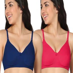IN CARE Blue & Pink Cotton T-Shirt Bras - Pack Of 2-picture-30