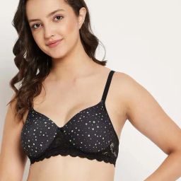 Clovia Black Polka Dots T-Shirt Bra-image-85