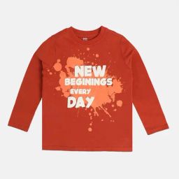 Miniklub Boys Orange Printed Regular Fit T-Shirt-image-2