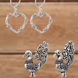 Atibelle Set Of 2 German Silver Plated Heart Shaped Drop Earrings-54