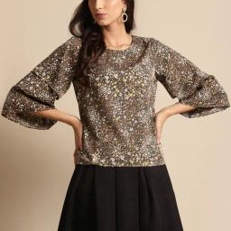 DODO & MOA Brown Printed Top-image-49