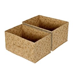 Kuber Industries Set of 2 Beige Metallic Floral Printed Drawer Storage-16