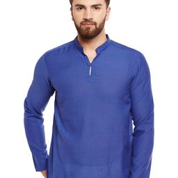 even Men Blue Solid Straight Short Kurta-image-35