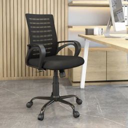 Nilkamal Giza Black Fabric Ergonomic Mid Back Office Chair with Height Adjustable-image-68