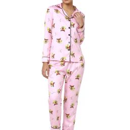Smarty Pants Pink Satin Print Shirt With Pyjamas-image-94