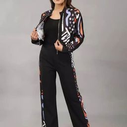 Mast & Harbour Printed Mandarin-Neck Cropped Top With Trouser Co-Ords-image-21