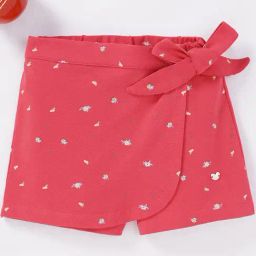 Ed-a-Mamma Kids Red Cotton Floral Print Skorts-picture-6