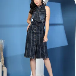 COSMIC TRIO Women Denim Shirt Dress-image-79