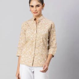 Moomaya Beige Printed Shirt-image-62