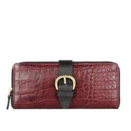 Hidesign Maroon Textured Zip Around Wallet for Women-23