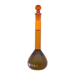 Supertek 5 ml Volumetric Flask Amber Color Class A Neck Size 7/16 ISI Mark with Interchangeable Glass and Super Stopper, NABL Certificate, 73.418.0005NIS-8