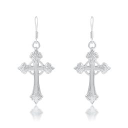MEMOIR Silver-Plated Christian Spiritual Crucifix Cross Contemporary Drop Earrings-15