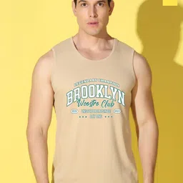 WOOSTRO Pack Of 2 Printed Combed Cotton Gym Vests VWS26(BKLN RUST)(MORE YELLOW)-image-9