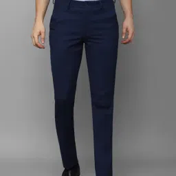 Louis Philippe Navy Slim Fit Trousers-picture-7