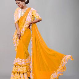 Flip The Style Printed Sequinned Pure Georgette Block Print Saree image 5