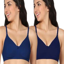 IN CARE Blue Cotton T-Shirt Bras - Pack Of 2-image-49