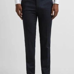 Peter England Navy Blue Slim Fit Trousers-image-99