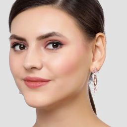 Karatcart Rose Gold-Plated Pink Cubic Zirconia Dangler Earrings for Women image 3