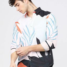 HIGHLANDER Men Spread Collar Abstract Printed Slim Fit Casual Shirt-picture-6