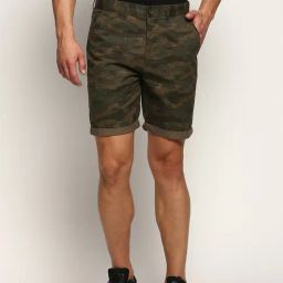 SHOWOFF Olive Slim Fit Camouflage Shorts-picture-43