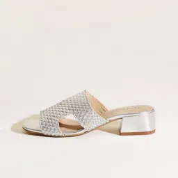 Peach Flores Leather Block Mules image 5