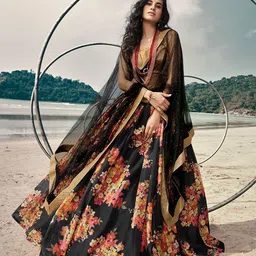 ODETTE Zari Organza Semi-Stitched Lehenga & Blouse With Dupatta-13