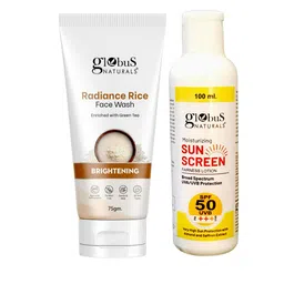 Globus naturals Summer Sizzle Sunscreen Lotion SPF 50++-100 ml & Rice Face Wash-75g-37