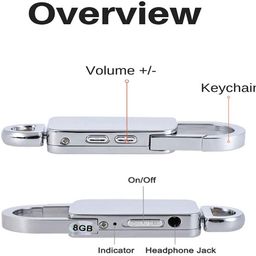 TECHNOVIEW 360 Mini Digital Voice Recorder 8GB in Built Memory, Keychain Professional Audio MP3 Player Microphone Sound Recording (Silver 8GB Memory Recorder) image 5