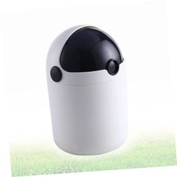 STOBOK 1pcs Table Garbage Bin Cute Garbage Can with Lid Tiny Trash Can for Desk Desktop Trash Can with Lid Mini Waste Can Mini Desk Trash Can Black Bin Office Multifunction Trash Basket image 2