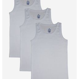 Kiddopanti Sleeveless Solid Rib Vest Pack Of 3 - White-image-35