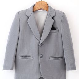 Babyhug Full Sleeves Party Wear Textured Blazer Solid- Grey-image-93