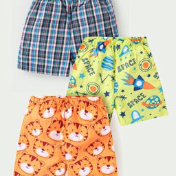 Babyhug Cotton Popin Boxers Animal & Space Print Pack of 3 - Multicolour-image-17