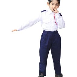Kaku Fancy Dresses Our Community Helper Traffic Havaldar Theme Costume - White & Blue-image-19