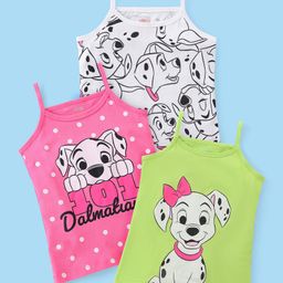 Babyhug Disney Cotton Knit Singlet Sleeves Slips With 101 Dalmatians Print Pack of 3- Multicolor-image-18